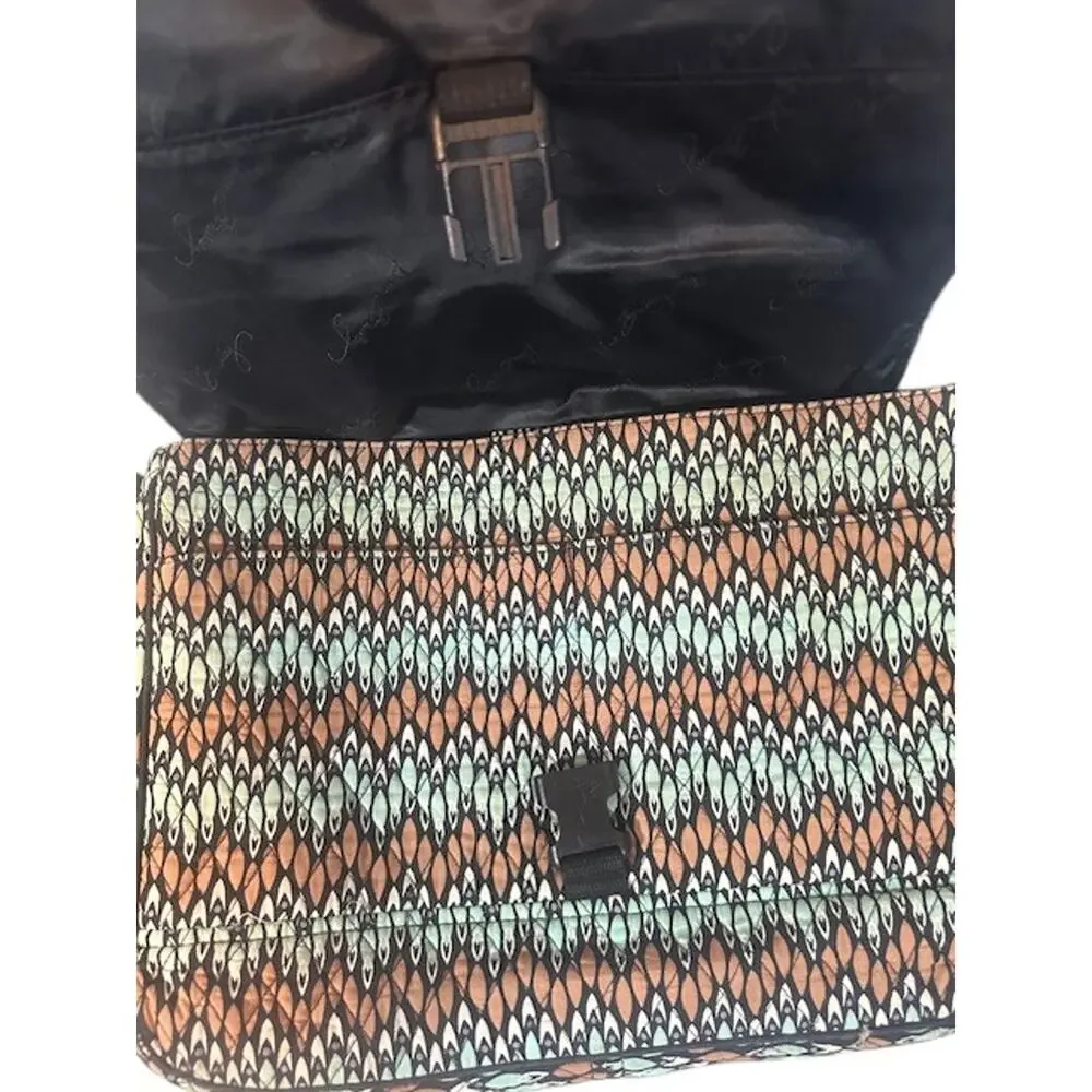 Vera Bradley Brown Multi-Color Sierra Stream Pattern Laptop Messenger Bag Women
